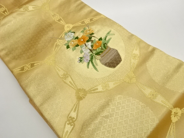 JAPANESE NAGOYA OBI / EMBROIDERY / FLOWER BASKET